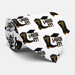Brown Cowboy Boots Graduation Neck Tie