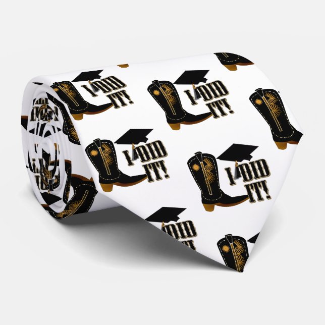 Brown Cowboy Boots Graduation Neck Tie (Rolled)