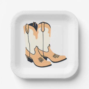 Brown Cowboy Boots Paper Plates