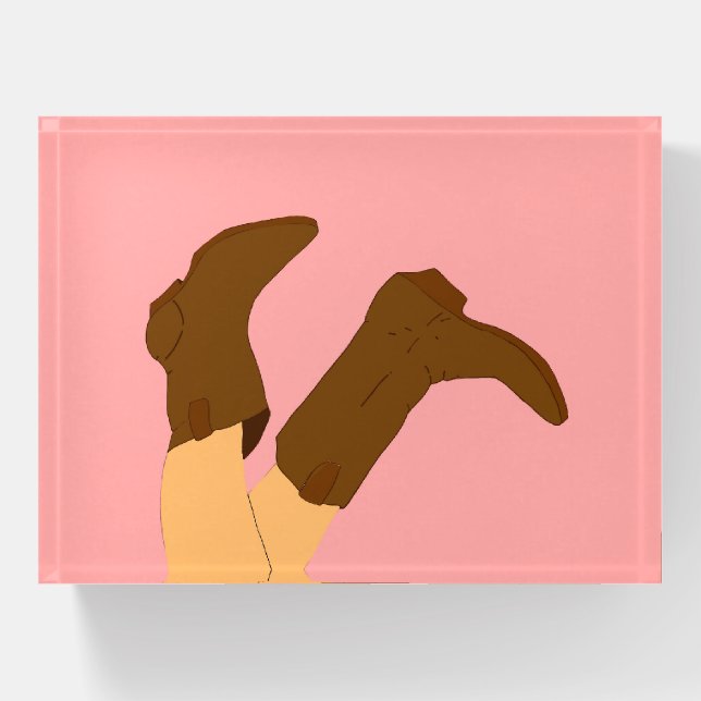 Brown Cowboy Boots  Paperweight (Front)