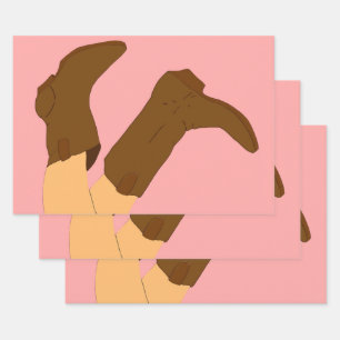 Brown Cowboy Boots Wrapping Paper Sheets