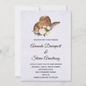 Brown Cowboy Hat with Pink Flowers Wedding Invitation (Front)