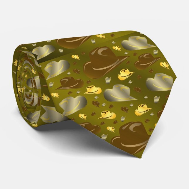 brown, cowboy,  leather, traditional, rodeo, patte neck tie (Rolled)