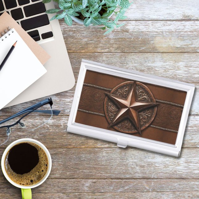 Brown Cowboy Rustic Western Country Texas Star Business Card Case (Brown Cowboy Rustic Western Country Texas Star Business Card Case)