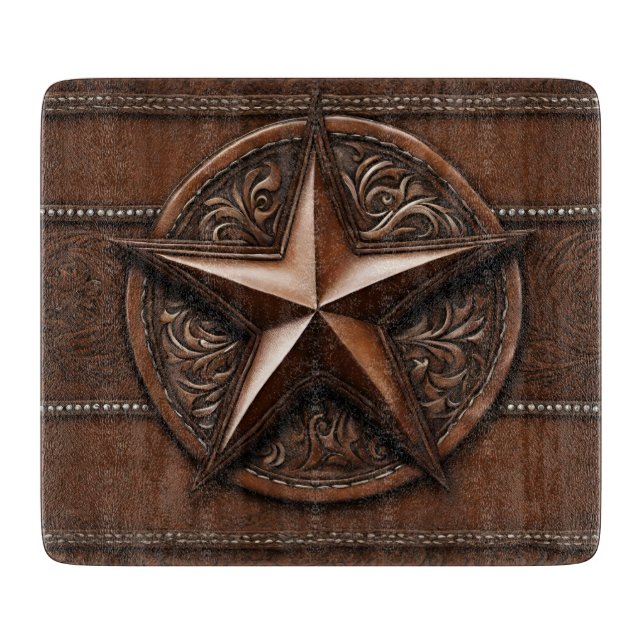 Brown Cowboy Rustic Western Country Texas Star Cutting Board (Front)