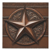 Brown Cowboy Rustic Western Country Texas Star