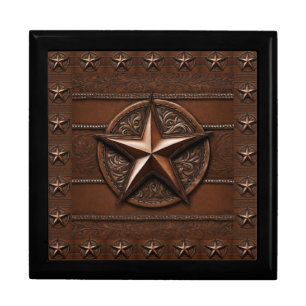 Brown Cowboy Rustic Western Country Texas Star Gift Box