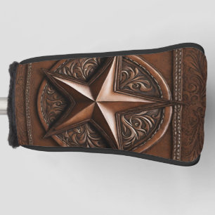 Brown Cowboy Rustic Western Country Texas Star Golf Head Cover