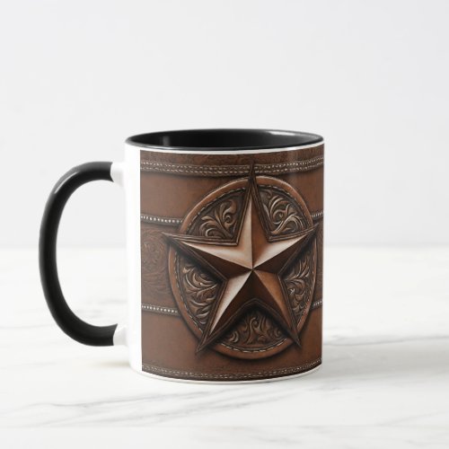 Brown Cowboy Rustic Western Country Texas Star Mug