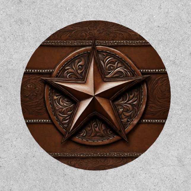 Brown Cowboy Rustic Western Country Texas Star Patch (Front)