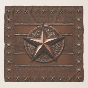 Brown Cowboy Rustic Western Country Texas Star Scarf