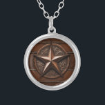 Brown Cowboy Rustic Western Country Texas Star Silver Plated Necklace<br><div class="desc">Brown Cowboy Rustic Western Country Texas Star necklace. Cowboy farmhouse accessories.</div>