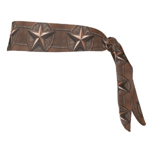 Brown Cowboy Rustic Western Country Texas Star Tie Headband