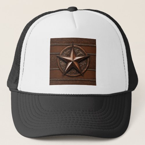 Brown Cowboy Rustic Western Country Texas Star Trucker Hat