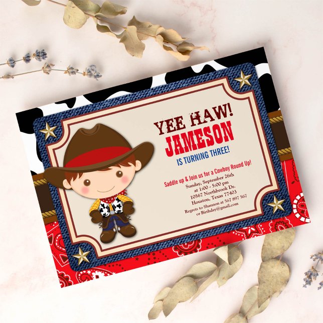 Brown Cowboy Western Old West Birthday Invitation (Creator Uploaded)