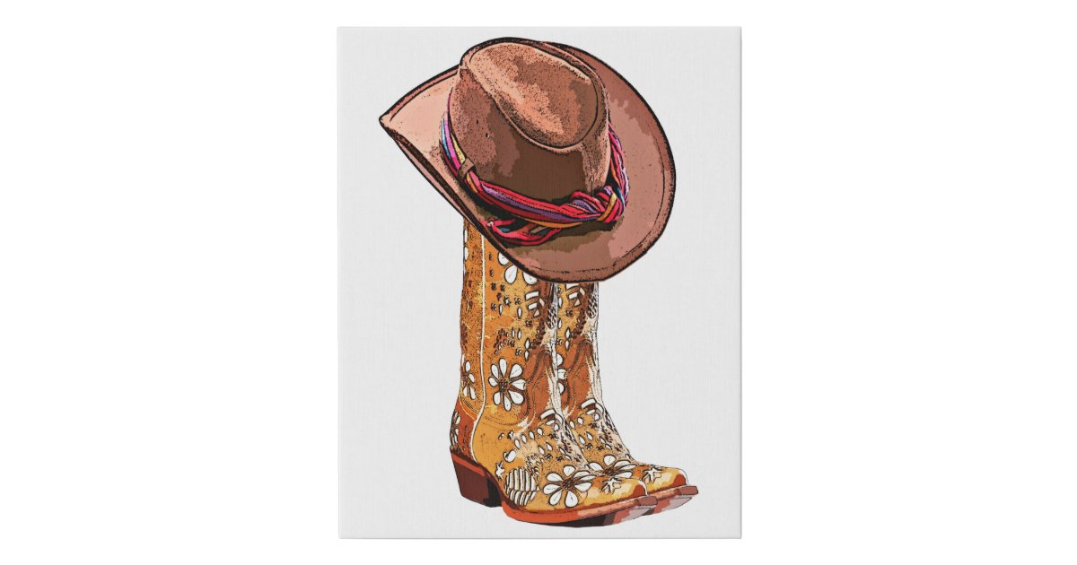cowboy hat and boots drawings