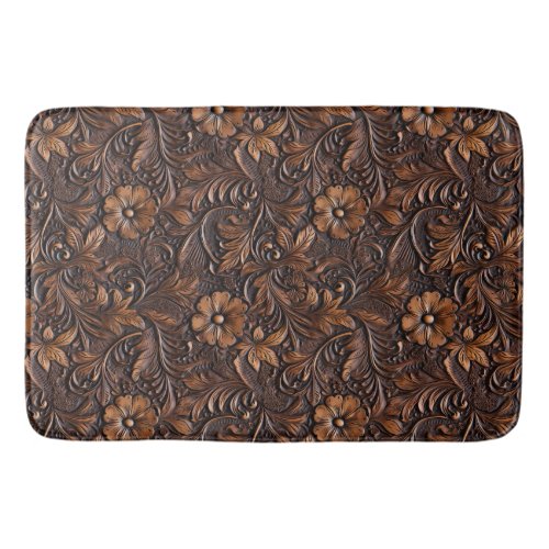 Brown Cowgirl Floral Bath Mat