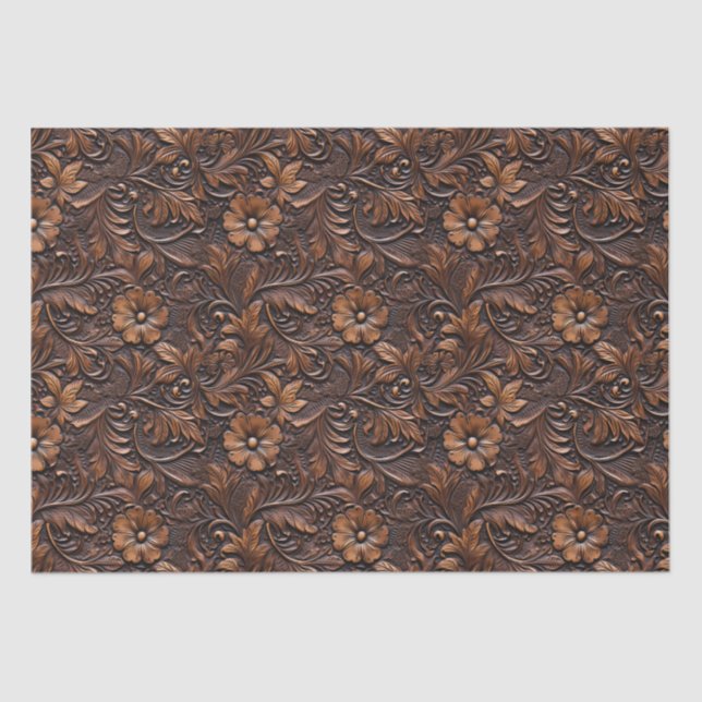 Brown Cowgirl Floral Tissue Paper (Front)