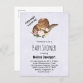 Brown Cowgirl Hat with Pink Flowers Baby Shower Invitation Postcard (Front/Back)