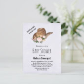 Brown Cowgirl Hat with Pink Flowers Baby Shower Invitation Postcard (Standing Front)