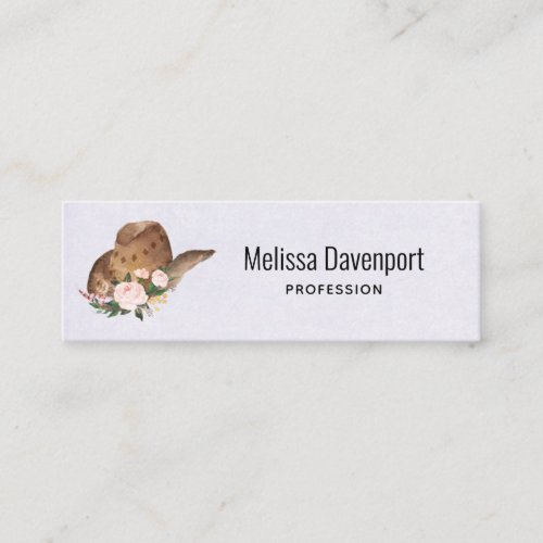 Brown Cowgirl Hat with Pink Flowers Mini Business Card