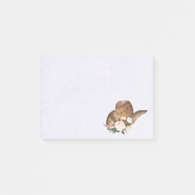 Brown Cowgirl Hat with Pink Flowers Post-it Notes (Front)