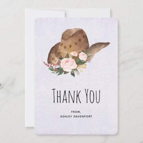 Brown Cowgirl Hat with Pink Flowers Thank You