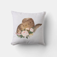 Brown Cowgirl Hat with Pink Flowers