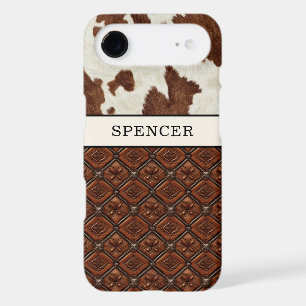 Brown Cowhide and Leather Monogrammed iPhone 17 Air Case