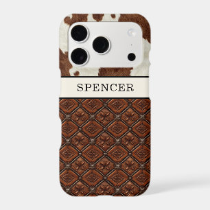 Brown Cowhide and Leather Monogrammed iPhone 17 Pro Case