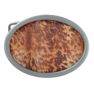 Brown Cowhide Animal Print Belt Buckle