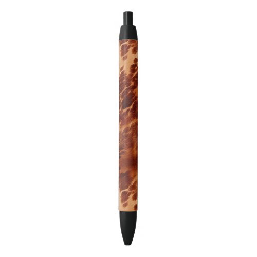 Brown Cowhide Animal Print Black Ink Pen