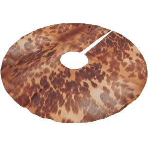 Brown Cowhide Animal Print Brushed Polyester Tree Skirt