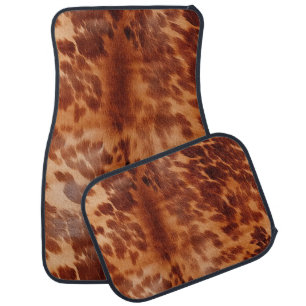 Brown Cowhide Animal Print Car Floor Mat