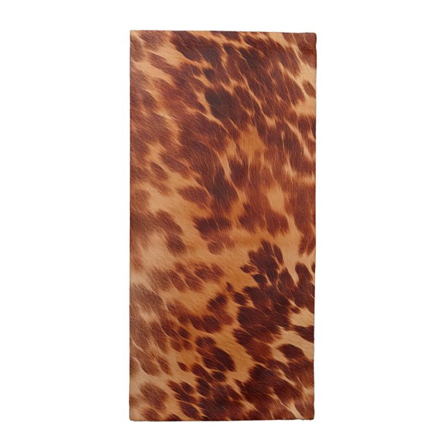 Brown Cowhide Animal Print Cloth Napkin (Half Fold)