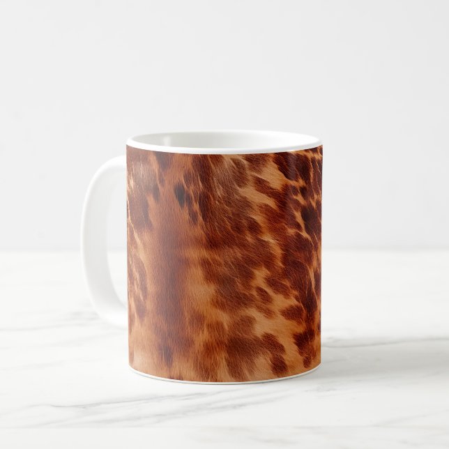 Brown Cowhide Animal Print Coffee Mug (Front Left)