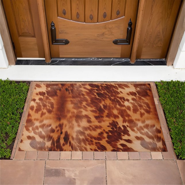 Brown Cowhide Animal Print Doormat (Outdoor)