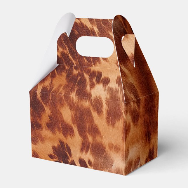 Brown Cowhide Animal Print Favor Boxes (Front Side)
