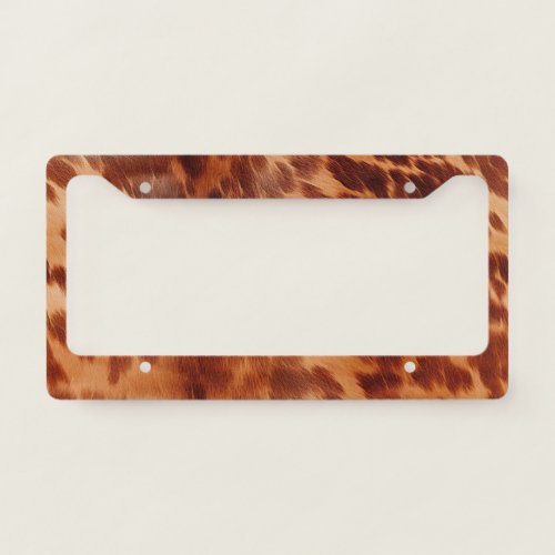 Brown Cowhide Animal Print License Plate Frame