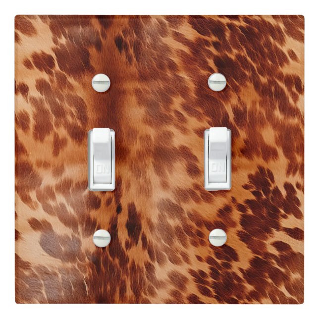 Brown Cowhide Animal Print Light Switch Cover (In Situ)