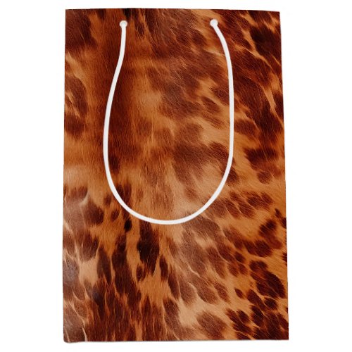 Brown Cowhide Animal Print Medium Gift Bag