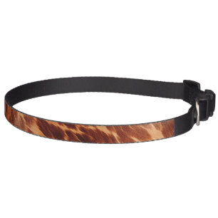 Brown Cowhide Animal Print Pet Collar