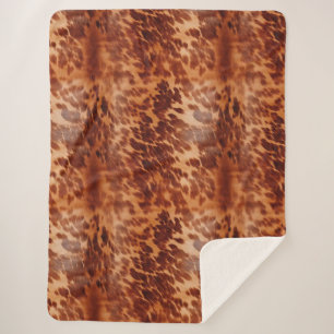 Brown Cowhide Animal Print Sherpa Blanket