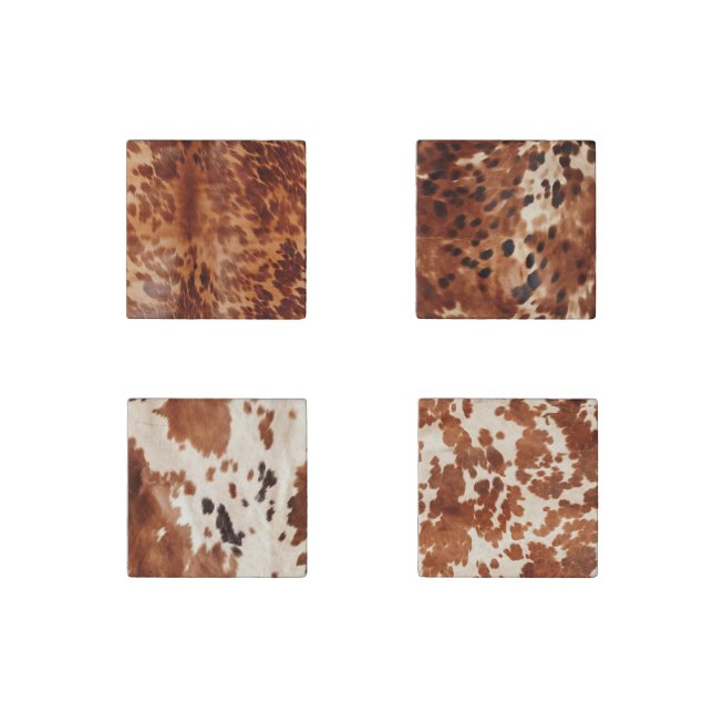 Brown Cowhide Animal Print Stone Magnet (Front)