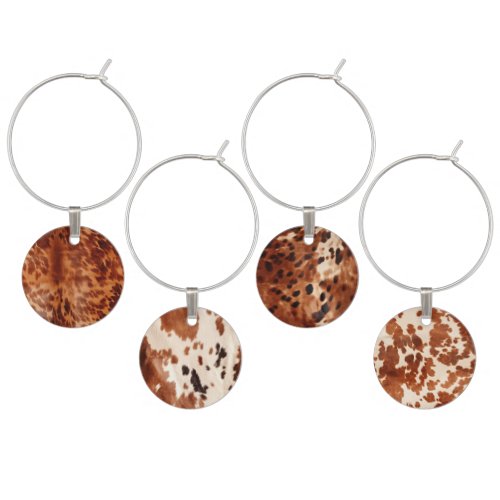 Brown Cowhide Animal Print Wine Charm