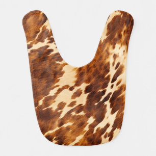 Brown Cowhide Baby Bib