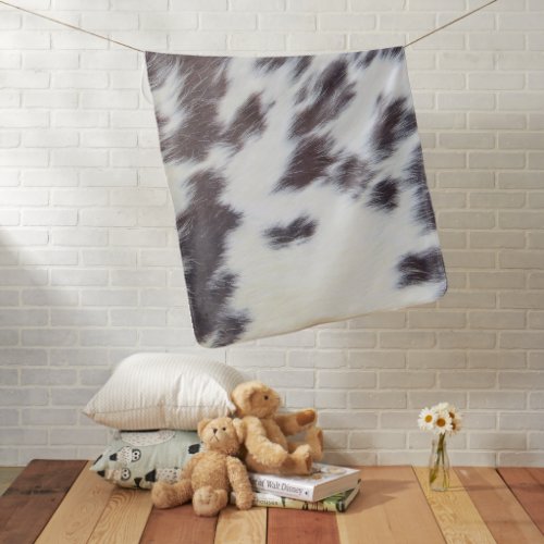 Brown Cowhide Cow Skin Print Pattern Modern Cowh Baby Blanket