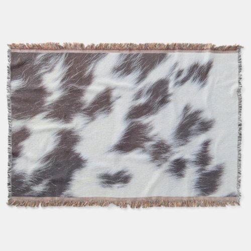 Brown Cowhide Cow Skin Print Pattern Modern Cowh Throw Blanket