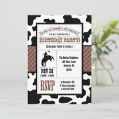 Brown Cowhide Cowboy Birthday Invitation (Standing Front)