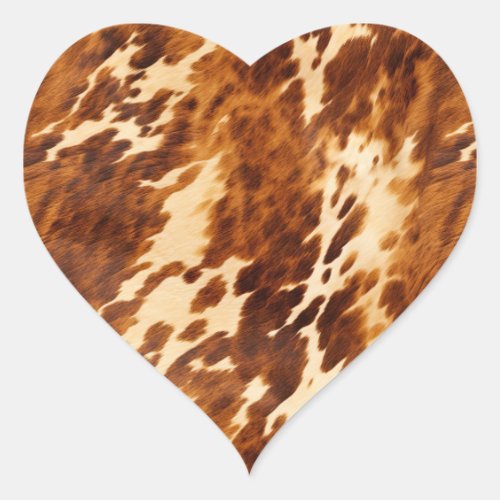 Brown Cowhide Heart Sticker